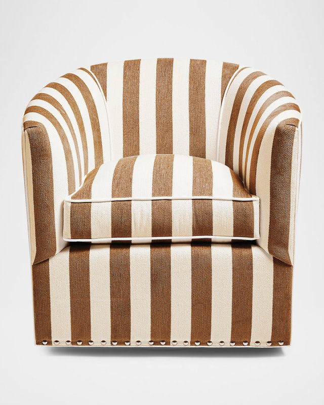Marquee Brown Stripe Chenille Swivel Chair